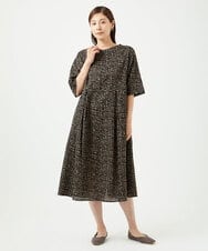 NGEJB11390 GIANNI LO GIUDICE(ジャンニ ロ ジュディチェ) [洗える・日本製]ミラクルウェーブブロックプリントワンピース ブラック
