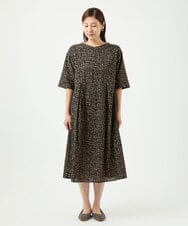 NGEJB11390 GIANNI LO GIUDICE(ジャンニ ロ ジュディチェ) [洗える・日本製]ミラクルウェーブブロックプリントワンピース ブラック