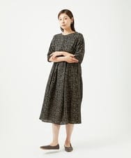 NGEJB11390 GIANNI LO GIUDICE(ジャンニ ロ ジュディチェ) [洗える・日本製]ミラクルウェーブブロックプリントワンピース ブラック