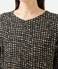 NGEJB11390 GIANNI LO GIUDICE(ジャンニ ロ ジュディチェ) [洗える・日本製]ミラクルウェーブブロックプリントワンピース ブラック