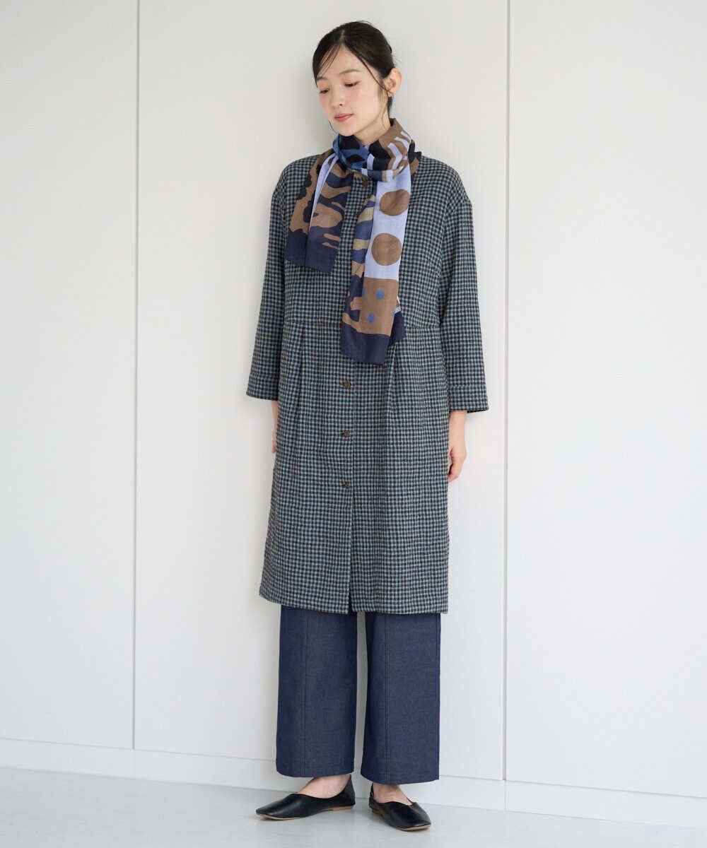 NGEJD19390 GIANNI LO GIUDICE(ジャンニ ロ ジュディチェ) [日本製]コットンウールギンガムチェックシャツワンピース ブラック
