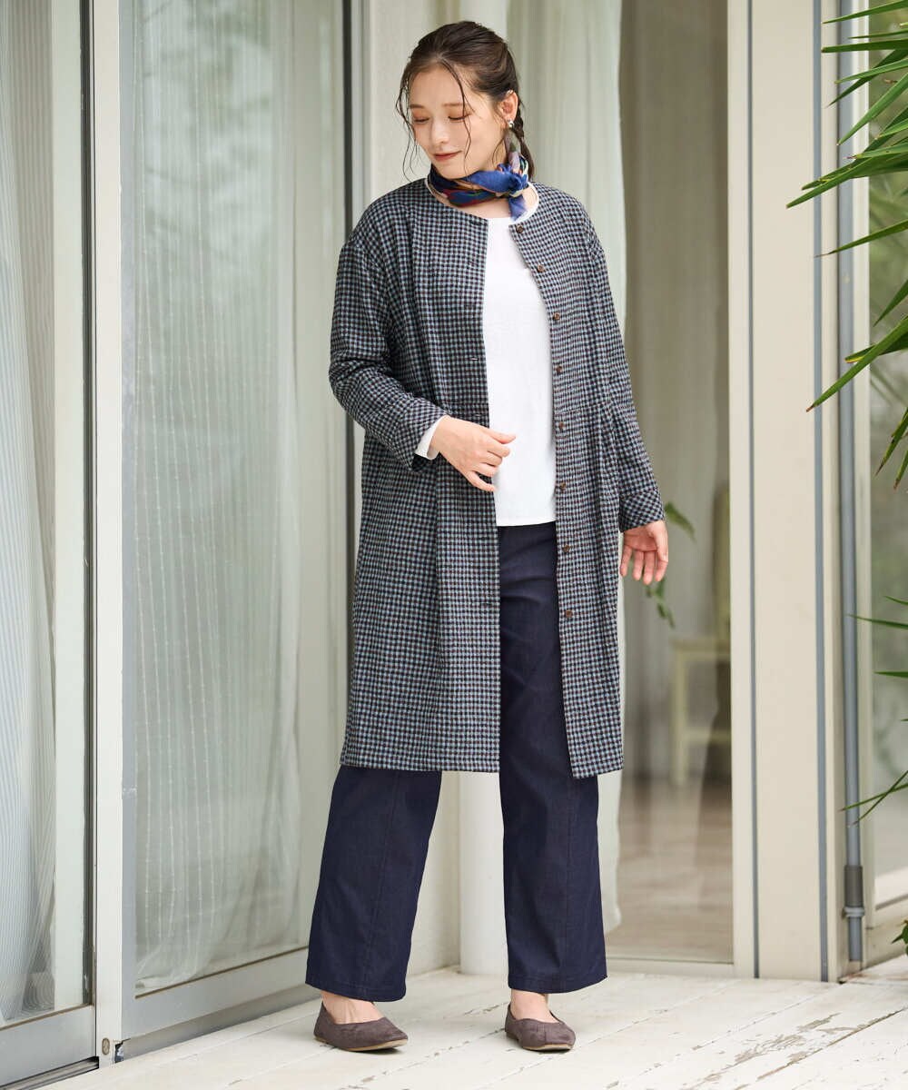 NGEJD19390 GIANNI LO GIUDICE(ジャンニ ロ ジュディチェ) [日本製]コットンウールギンガムチェックシャツワンピース ブラック