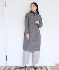 NGEJD19390 GIANNI LO GIUDICE(ジャンニ ロ ジュディチェ) [日本製]コットンウールギンガムチェックシャツワンピース ブラック