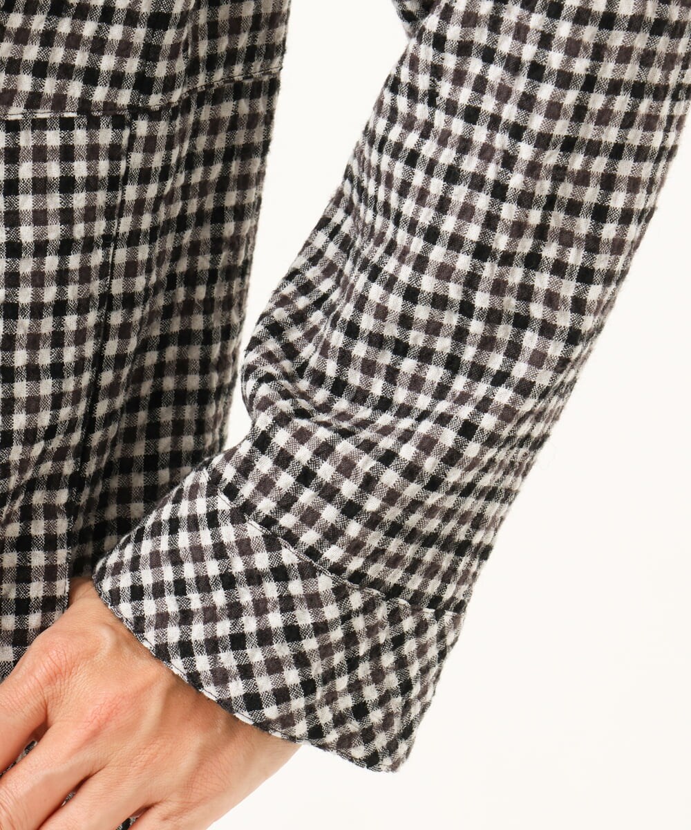 NGEJD19390 GIANNI LO GIUDICE(ジャンニ ロ ジュディチェ) [日本製]コットンウールギンガムチェックシャツワンピース ブラック