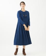 NGEJS14450 GIANNI LO GIUDICE(ジャンニ ロ ジュディチェ) [洗える]二重織ガーゼ太ストライプワンピース ネイビー