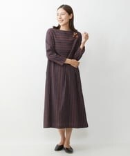 NGEJU13390 GIANNI LO GIUDICE(ジャンニ ロ ジュディチェ) [洗える・日本製]ランダムドビーストライプワンピース レッド