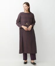 NGEJU13390 GIANNI LO GIUDICE(ジャンニ ロ ジュディチェ) [洗える・日本製]ランダムドビーストライプワンピース レッド
