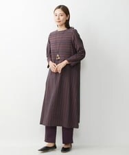 NGEJU13390 GIANNI LO GIUDICE(ジャンニ ロ ジュディチェ) [洗える・日本製]ランダムドビーストライプワンピース レッド