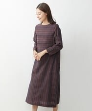 NGEJU13390 GIANNI LO GIUDICE(ジャンニ ロ ジュディチェ) [洗える・日本製]ランダムドビーストライプワンピース レッド