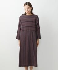NGEJU13390 GIANNI LO GIUDICE(ジャンニ ロ ジュディチェ) [洗える・日本製]ランダムドビーストライプワンピース レッド
