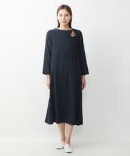 NGEJU13390 GIANNI LO GIUDICE(ジャンニ ロ ジュディチェ) [洗える・日本製]ランダムドビーストライプワンピース ネイビー
