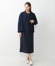 NGEJU13390 GIANNI LO GIUDICE(ジャンニ ロ ジュディチェ) [洗える・日本製]ランダムドビーストライプワンピース ネイビー