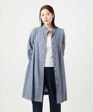NGEJV52270 GIANNI LO GIUDICE(ジャンニ ロ ジュディチェ) [洗える]先染めストライプロングブラウス ネイビー