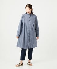 NGEJV52270 GIANNI LO GIUDICE(ジャンニ ロ ジュディチェ) [洗える]先染めストライプロングブラウス ネイビー