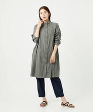 NGEJV52270 GIANNI LO GIUDICE(ジャンニ ロ ジュディチェ) [洗える]先染めストライプロングブラウス ブラック