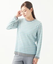 NGFAB12220 GIANNI LO GIUDICE(ジャンニ ロ ジュディチェ) [洗える]ボーダーニットプルオーバー ライトブルー×オフ