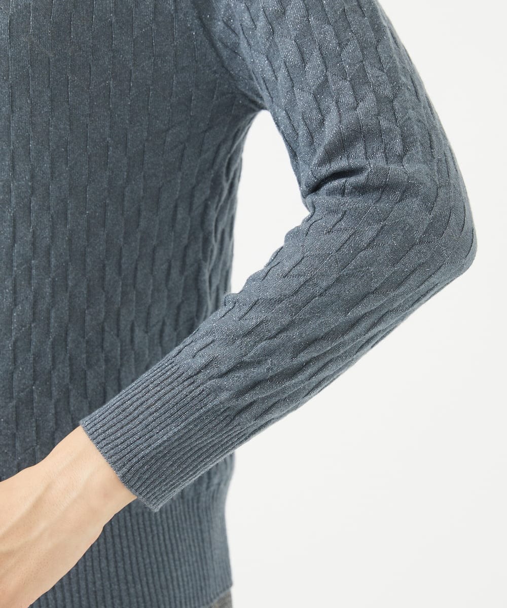 NGFAB21250 GIANNI LO GIUDICE(ジャンニ ロ ジュディチェ) [洗える]ウール混ラメニット ブルーグレー