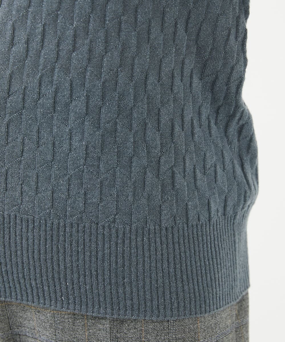 NGFAB21250 GIANNI LO GIUDICE(ジャンニ ロ ジュディチェ) [洗える]ウール混ラメニット ブルーグレー