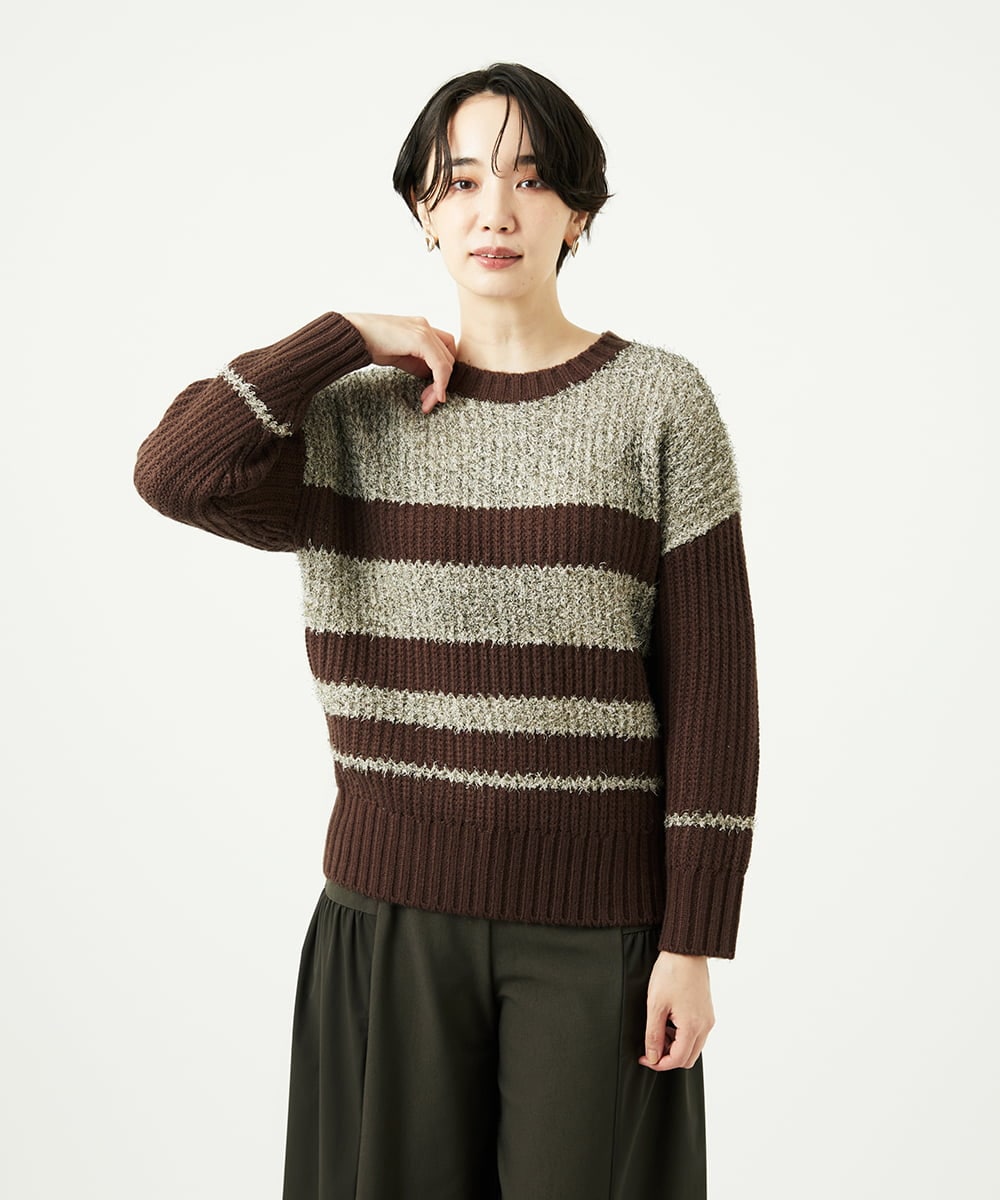 NGFAD01360 GIANNI LO GIUDICE(ジャンニ ロ ジュディチェ) [洗える]IMPラメファーニット ベージュ