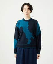 NGFAE11330 GIANNI LO GIUDICE(ジャンニ ロ ジュディチェ) [洗える]インターシャイタリアジャガードニット ネイビー