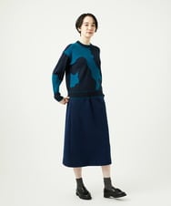 NGFAE11330 GIANNI LO GIUDICE(ジャンニ ロ ジュディチェ) [洗える]インターシャイタリアジャガードニット ネイビー