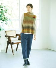 NGFAE13270 GIANNI LO GIUDICE(ジャンニ ロ ジュディチェ) カスリブークレニットベスト ベージュ×オレンジ系