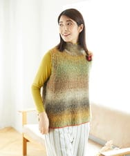 NGFAE13270 GIANNI LO GIUDICE(ジャンニ ロ ジュディチェ) カスリブークレニットベスト ベージュ×オレンジ系
