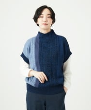 NGFAE20330 GIANNI LO GIUDICE(ジャンニ ロ ジュディチェ) [日本製]SILEインターシャニットベスト ネイビー