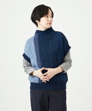 NGFAE20330 GIANNI LO GIUDICE(ジャンニ ロ ジュディチェ) [日本製]SILEインターシャニットベスト ネイビー