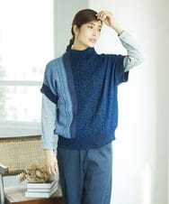 NGFAE20330 GIANNI LO GIUDICE(ジャンニ ロ ジュディチェ) [日本製]SILEインターシャニットベスト ネイビー