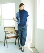 NGFAE20330 GIANNI LO GIUDICE(ジャンニ ロ ジュディチェ) [日本製]SILEインターシャニットベスト ネイビー