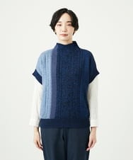 NGFAE20330 GIANNI LO GIUDICE(ジャンニ ロ ジュディチェ) [日本製]SILEインターシャニットベスト ネイビー