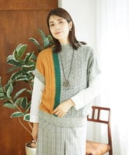 NGFAE20330 GIANNI LO GIUDICE(ジャンニ ロ ジュディチェ) [日本製]SILEインターシャニットベスト アイボリー