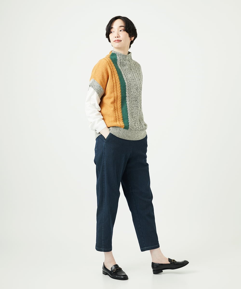 NGFAE20330 GIANNI LO GIUDICE(ジャンニ ロ ジュディチェ) [日本製]SILEインターシャニットベスト アイボリー