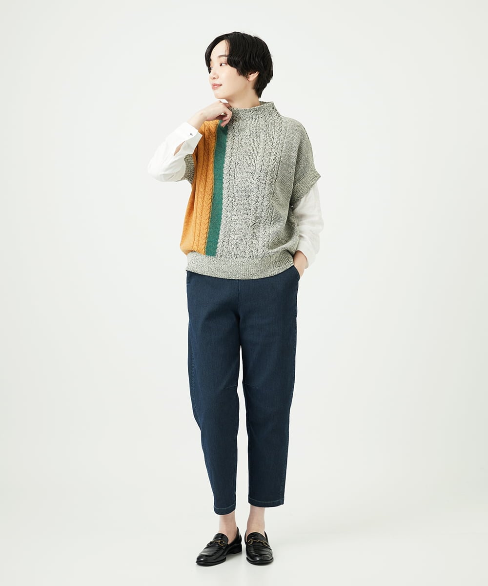 NGFAE20330 GIANNI LO GIUDICE(ジャンニ ロ ジュディチェ) [日本製]SILEインターシャニットベスト アイボリー