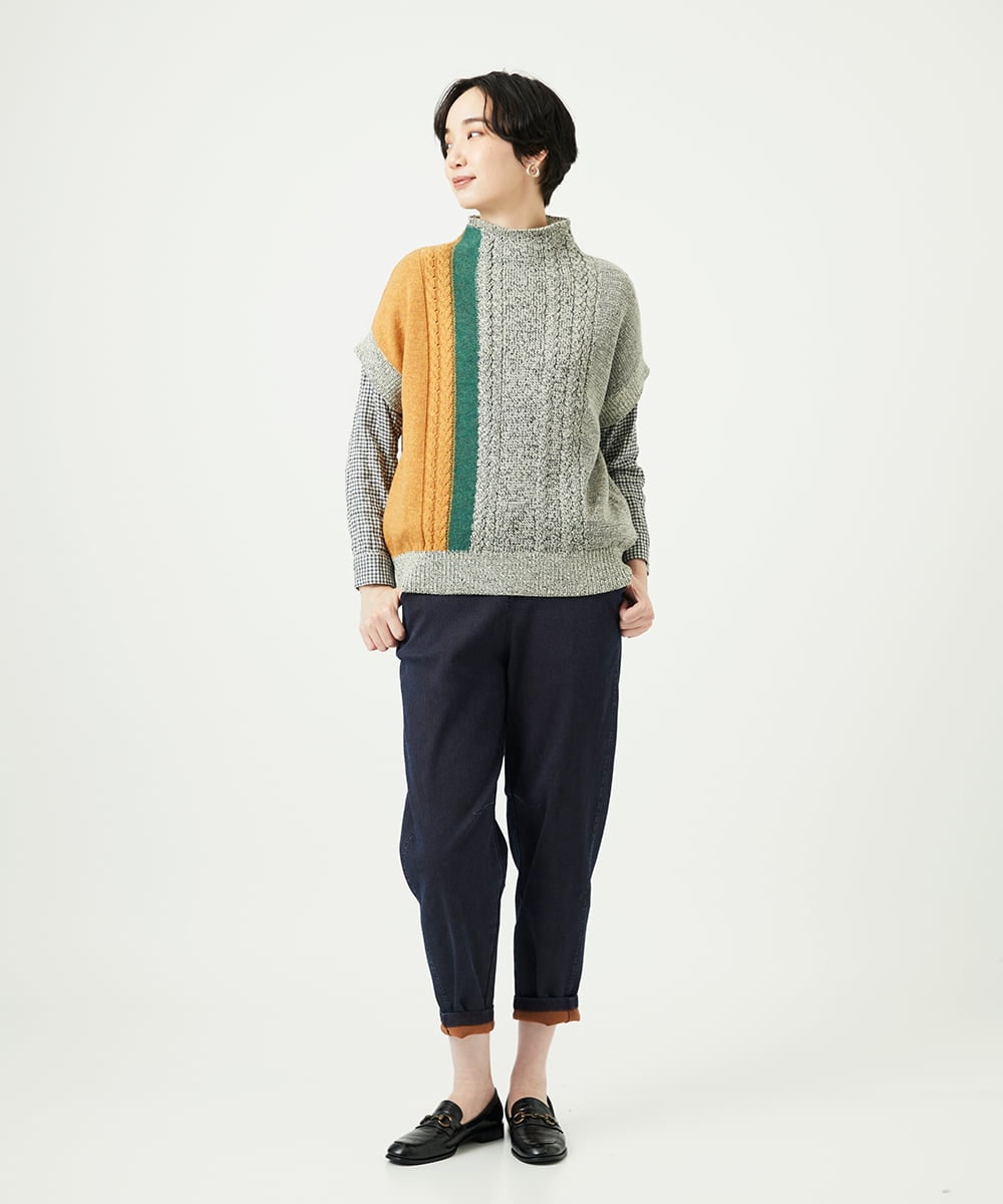 NGFAE20330 GIANNI LO GIUDICE(ジャンニ ロ ジュディチェ) [日本製]SILEインターシャニットベスト アイボリー