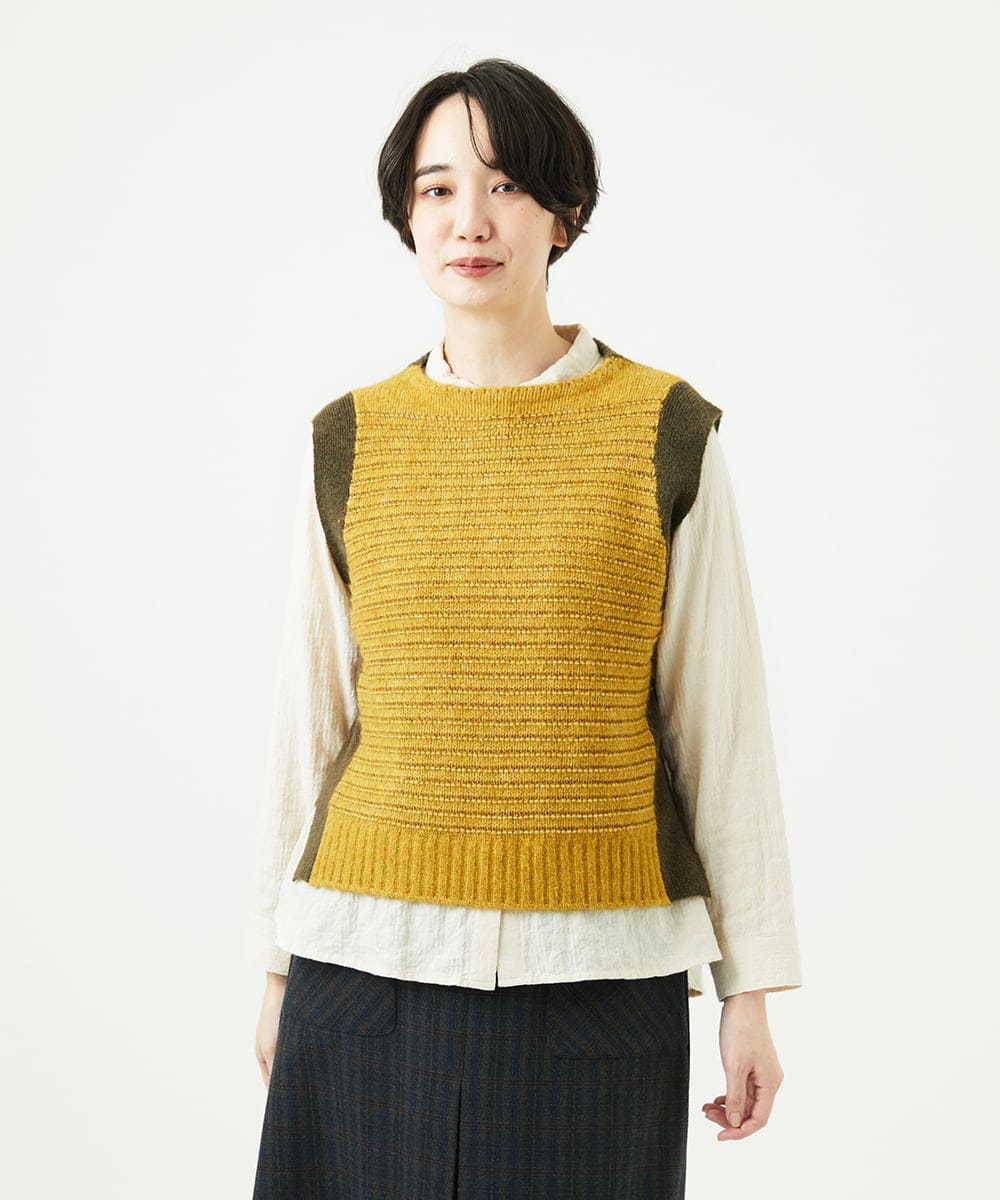 NGFAE35250 GIANNI LO GIUDICE(ジャンニ ロ ジュディチェ) [洗える]ＭＥＥＴニットベスト イエロー