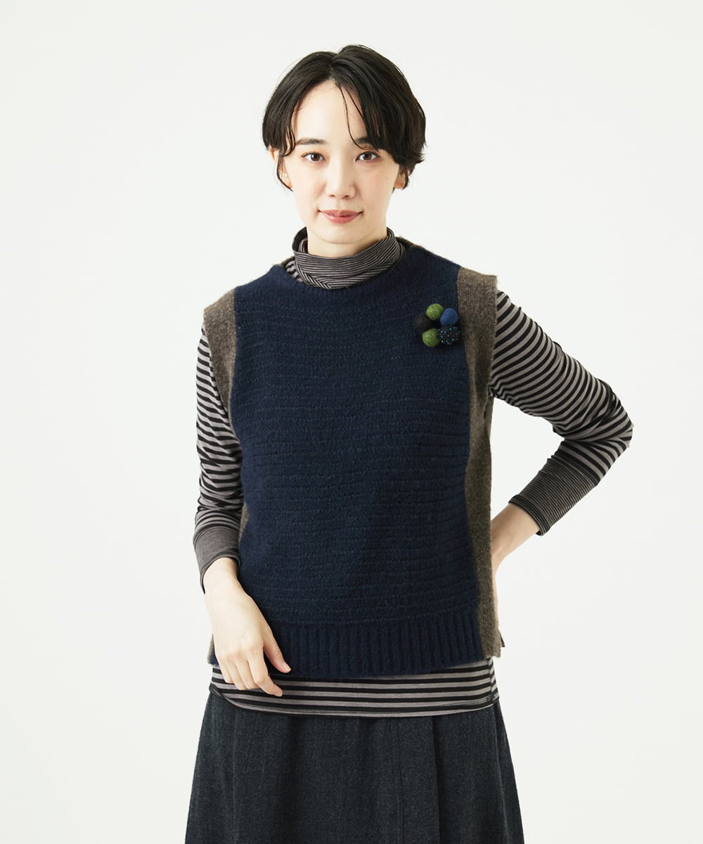 NGFAE35250 GIANNI LO GIUDICE(ジャンニ ロ ジュディチェ) [洗える]ＭＥＥＴニットベスト ネイビー