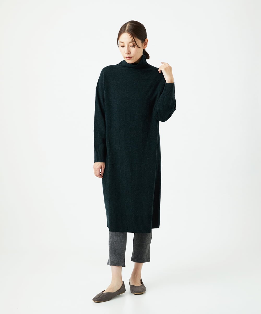 NGFAE41360 GIANNI LO GIUDICE(ジャンニ ロ ジュディチェ) エキストラファインメリノウールニットワンピース ダークグリーン