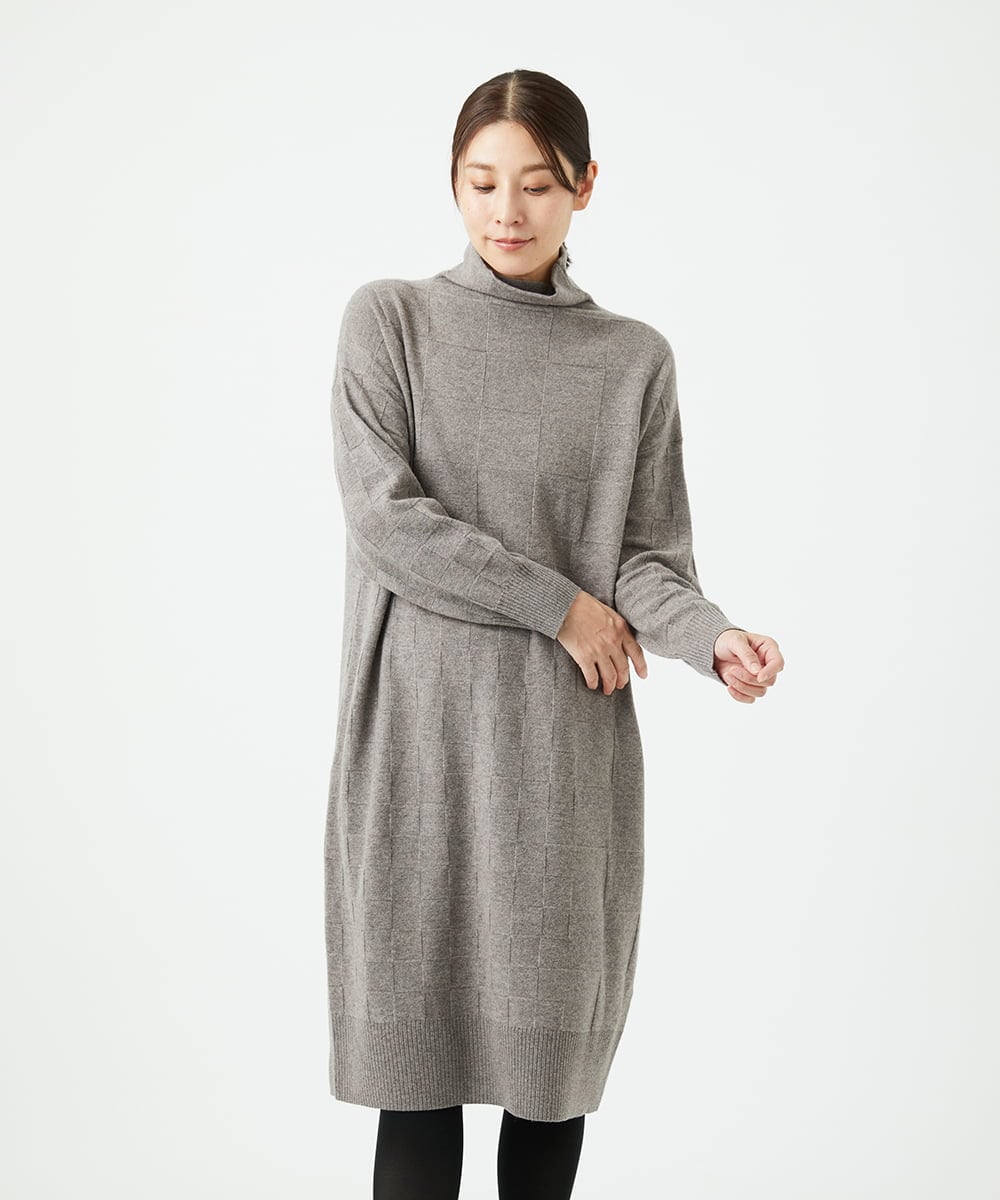 NGFAE41360 GIANNI LO GIUDICE(ジャンニ ロ ジュディチェ) エキストラファインメリノウールニットワンピース ベージュ