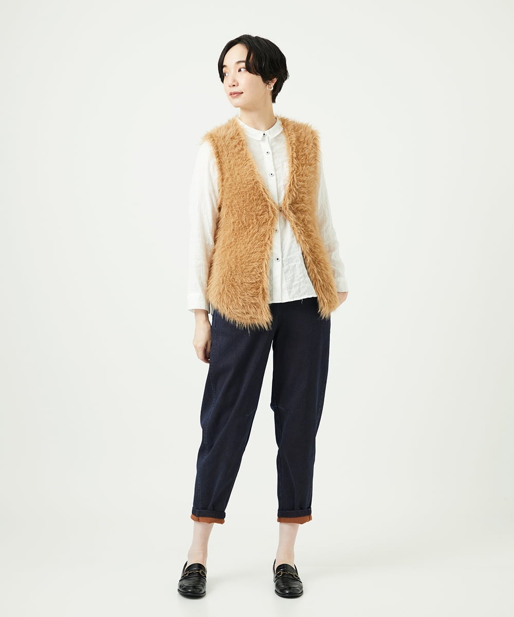 NGFAF10180 GIANNI LO GIUDICE(ジャンニ ロ ジュディチェ) フェザーヤーンニットベスト ベージュ