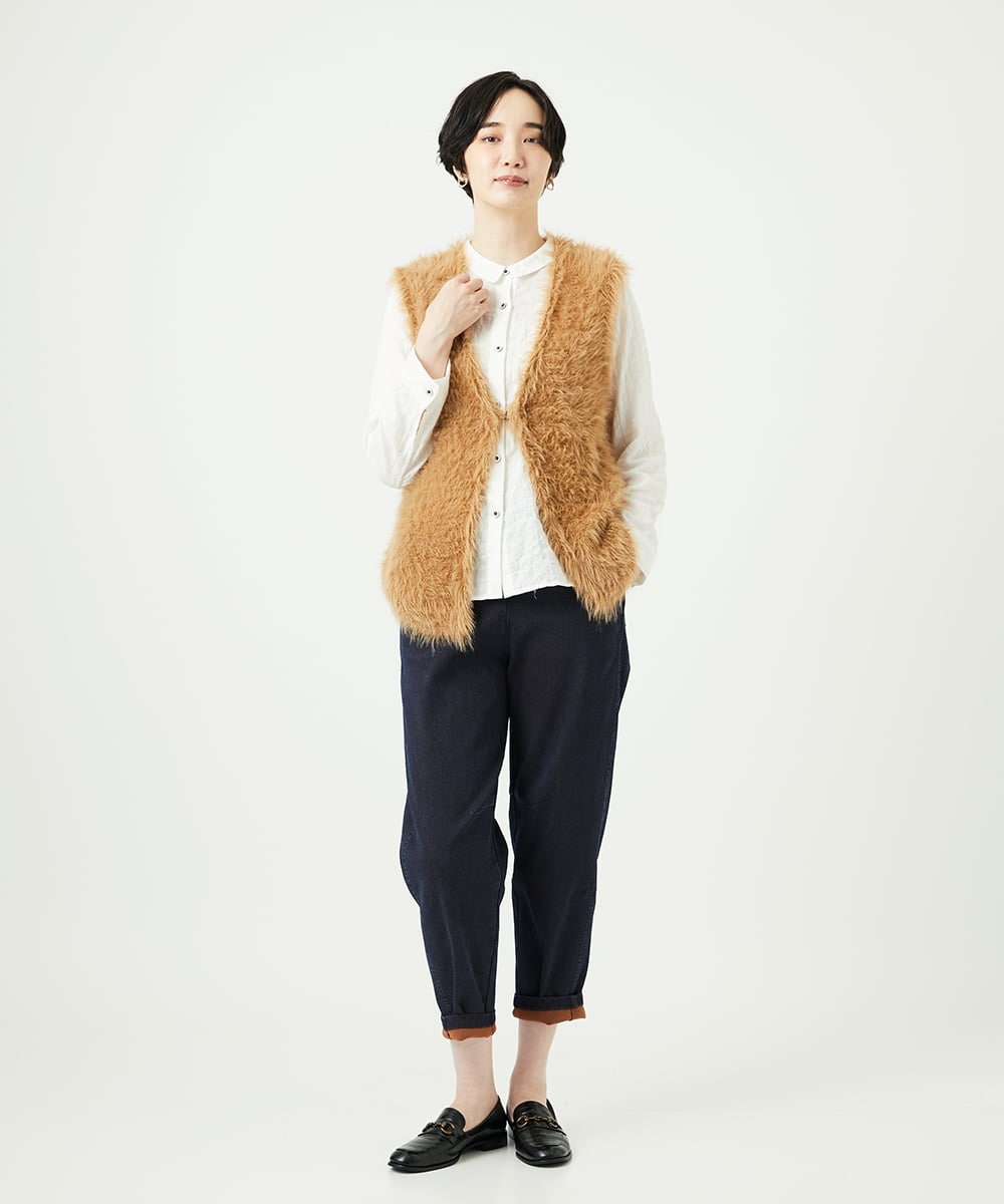 NGFAF10180 GIANNI LO GIUDICE(ジャンニ ロ ジュディチェ) フェザーヤーンニットベスト ベージュ