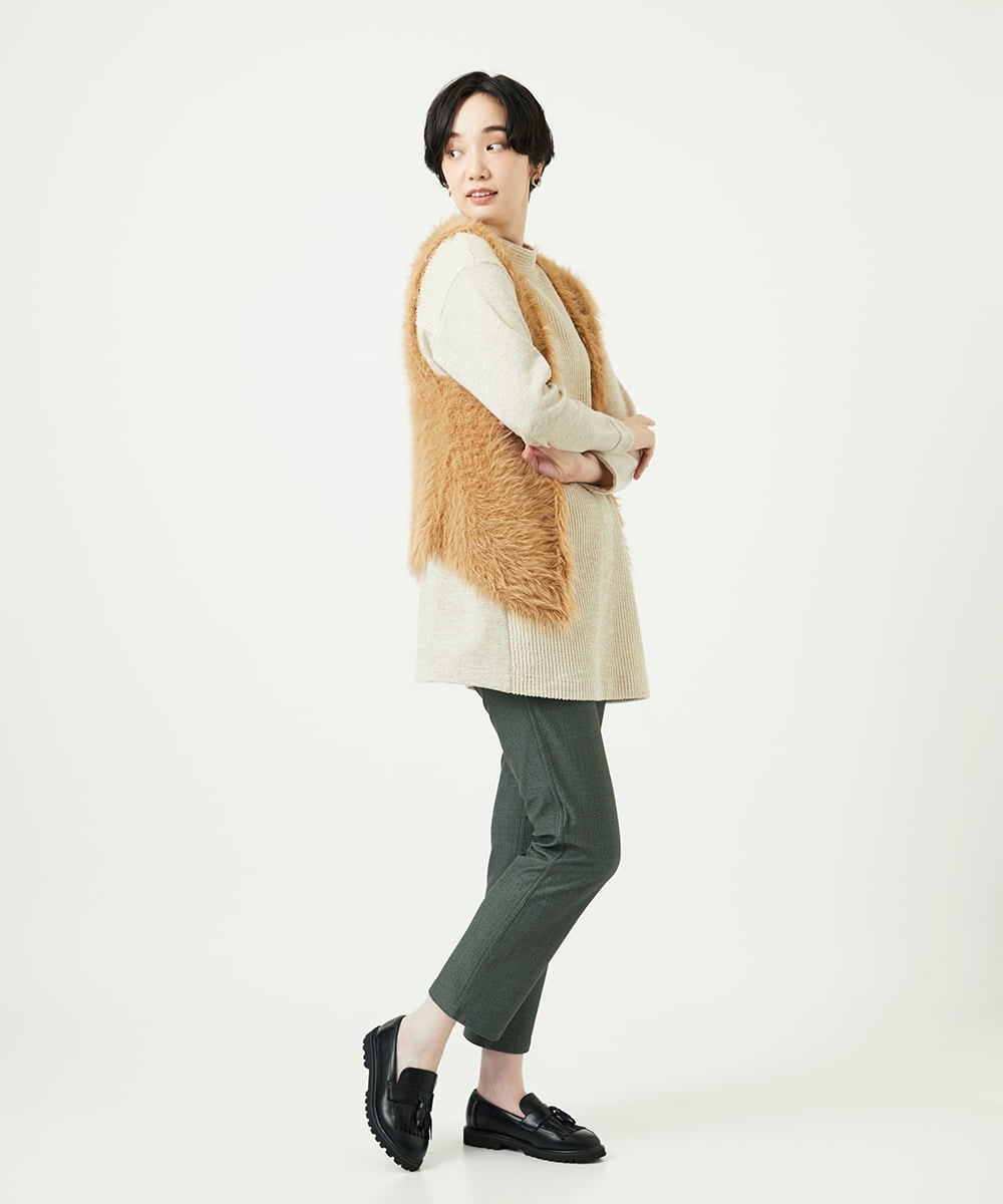 NGFAF10180 GIANNI LO GIUDICE(ジャンニ ロ ジュディチェ) フェザーヤーンニットベスト ベージュ