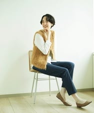 NGFAF10180 GIANNI LO GIUDICE(ジャンニ ロ ジュディチェ) フェザーヤーンニットベスト ベージュ