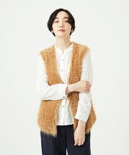 NGFAF10180 GIANNI LO GIUDICE(ジャンニ ロ ジュディチェ) フェザーヤーンニットベスト ベージュ