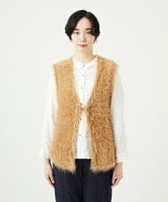 NGFAF10180 GIANNI LO GIUDICE(ジャンニ ロ ジュディチェ) フェザーヤーンニットベスト ベージュ