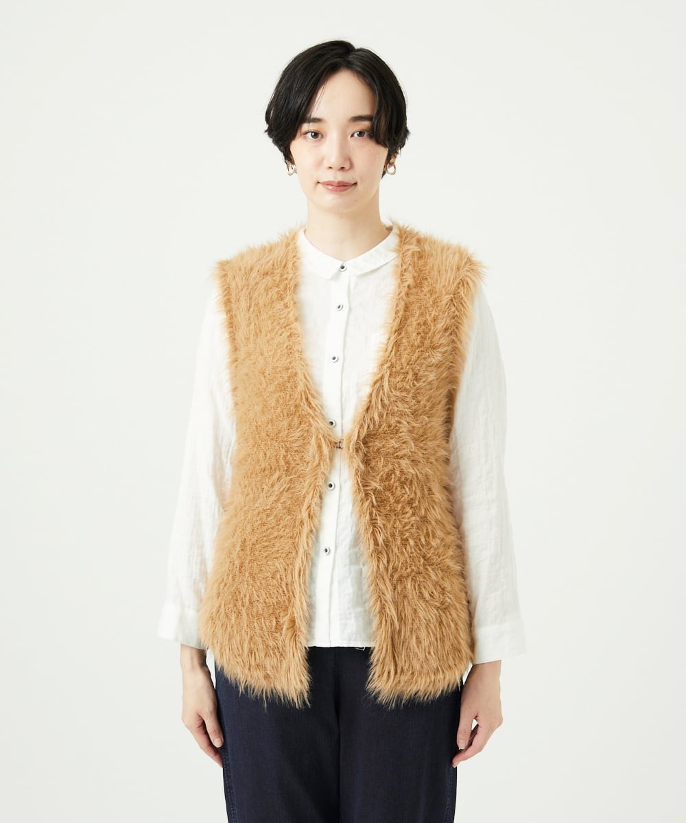 NGFAF10180 GIANNI LO GIUDICE(ジャンニ ロ ジュディチェ) フェザーヤーンニットベスト ベージュ