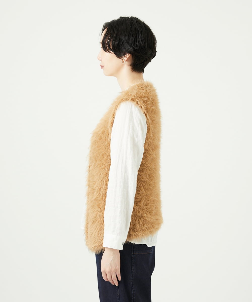 NGFAF10180 GIANNI LO GIUDICE(ジャンニ ロ ジュディチェ) フェザーヤーンニットベスト ベージュ