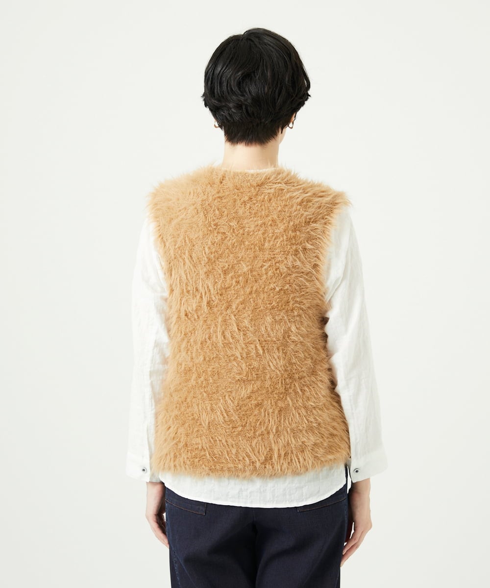 NGFAF10180 GIANNI LO GIUDICE(ジャンニ ロ ジュディチェ) フェザーヤーンニットベスト ベージュ