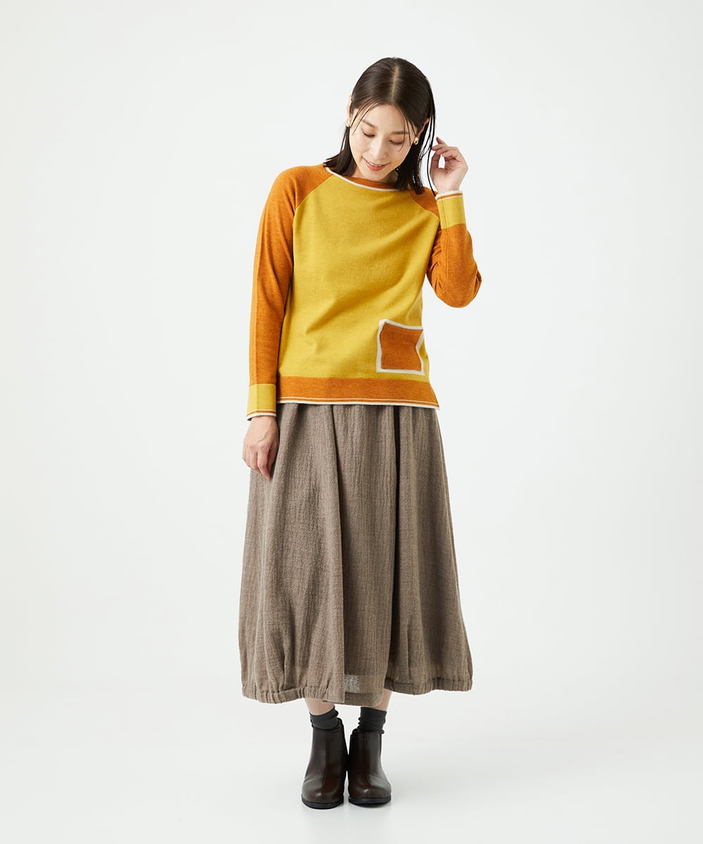 NGFAF13210 GIANNI LO GIUDICE(ジャンニ ロ ジュディチェ) バイカラーポケットニット マスタード